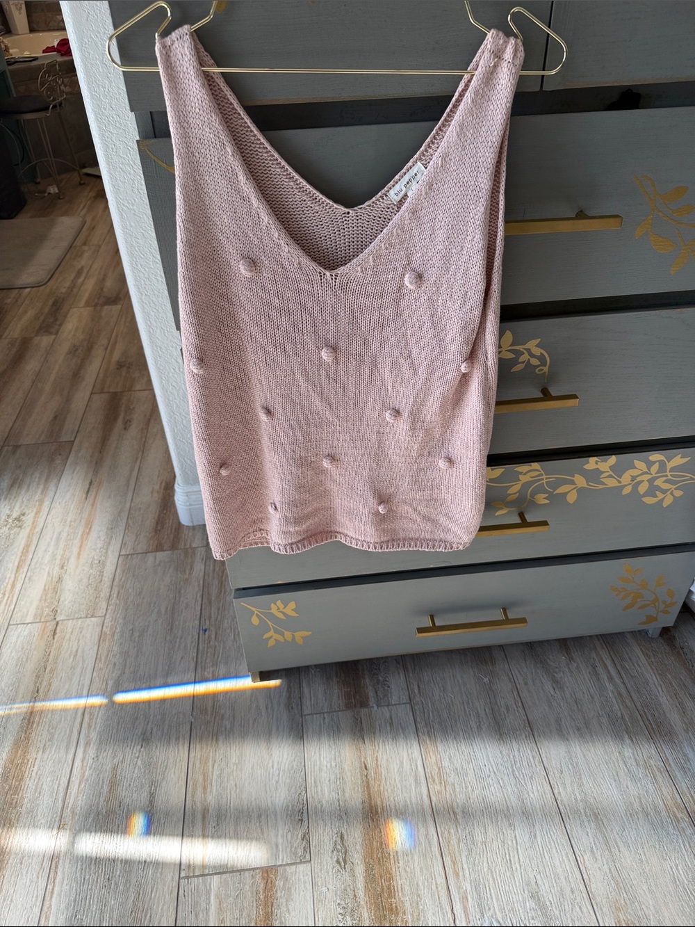 Blu Pepper Blush Pink Pom-Pom V-Neck Tank